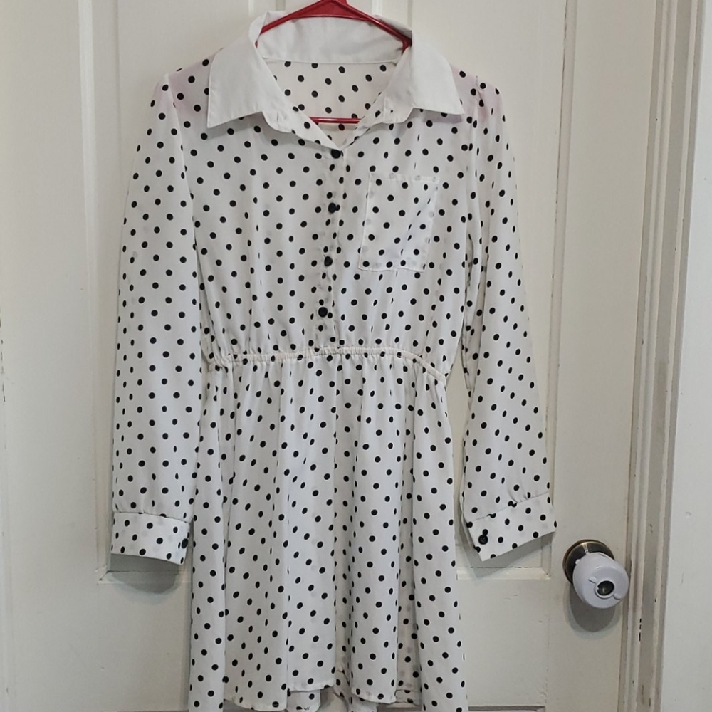 Black and white polka dot dress